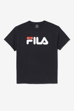 Black / White / Red Men's Fila Logo Tee T Shirts | Fila129NT
