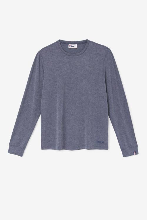 Grey Men's Fila Commuter Long Sleeve Tee T Shirts | Fila682OY